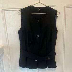 Worth Black Sleeveless Vest with Belt